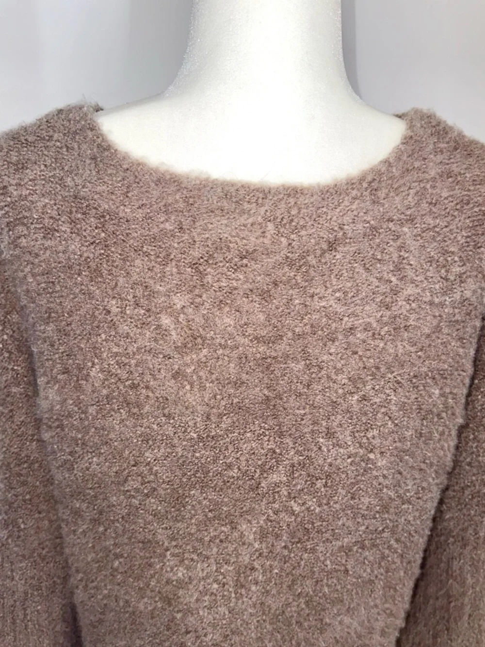 Anthropologie Sleeping on Snow Oversized Fuzzy Knit Sweater Brown Cozy Soft S